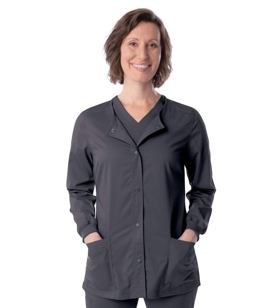 Dun Women's Crewneck Warm Up Jacket w/Knit Cuffs, XL to 5XL, by Landau